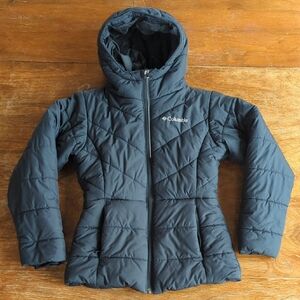 Girls Columbia Black Hooded Puffer Coat, SM 6/7